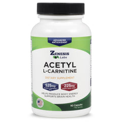 Product bottle of Zenesis Labs Acetyl L-Carnitine with Alpha Lipoic Acid - 90 capsules
