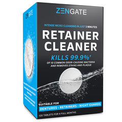 ZENGATE Retainer Cleaner tablets bottle and packaging
