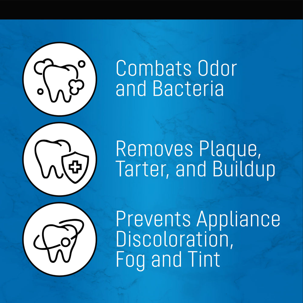 Denture and retainer soaking in cleansing solution