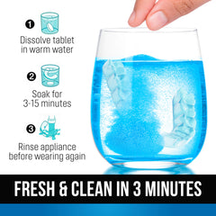 Mouth guard and clear aligners being cleaned