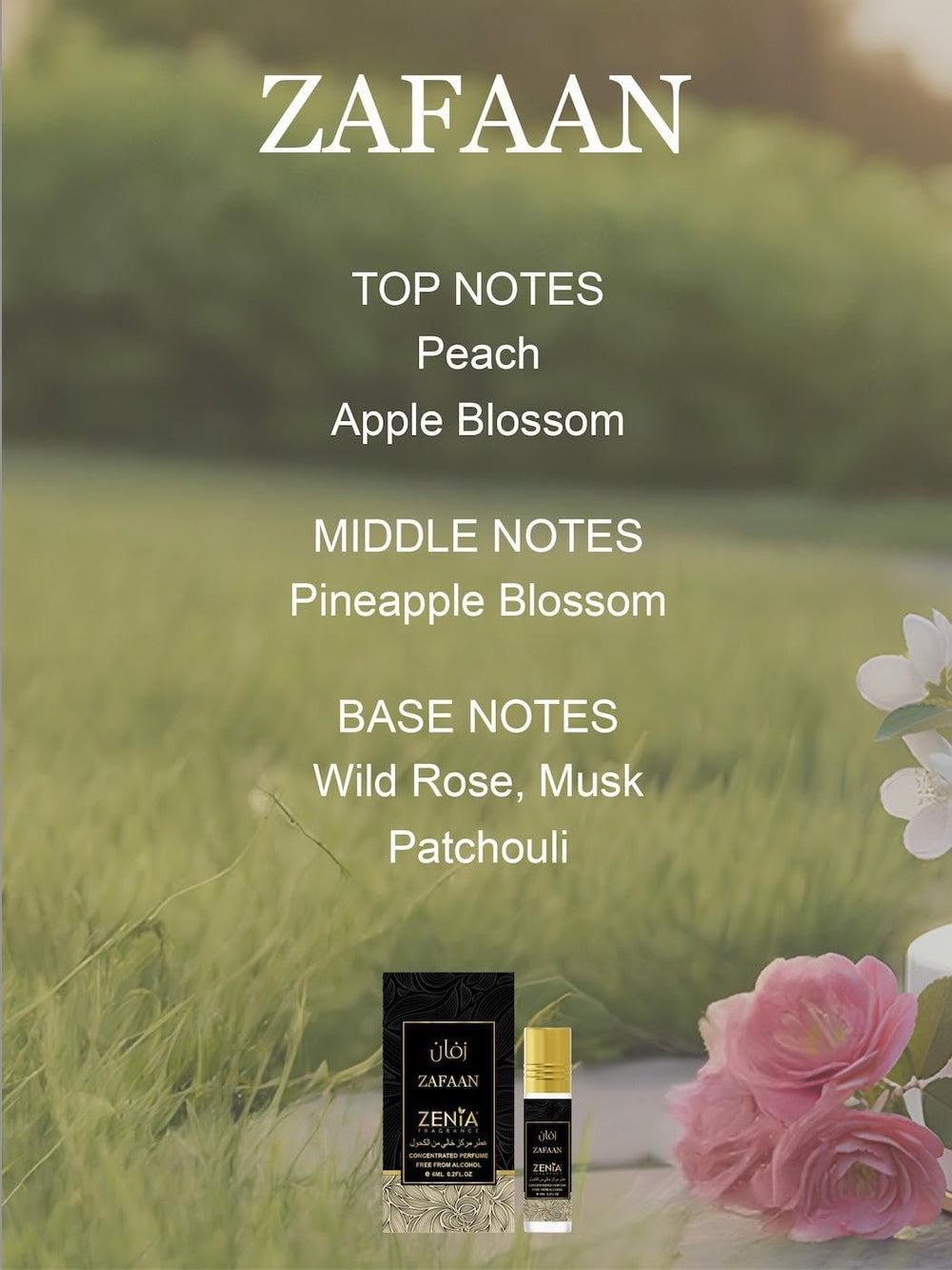 Close-up of Zenia Zafaan 6ml roll-on applicator