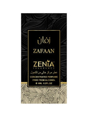 Zenia Zafaan bottle with rose and musk base notes