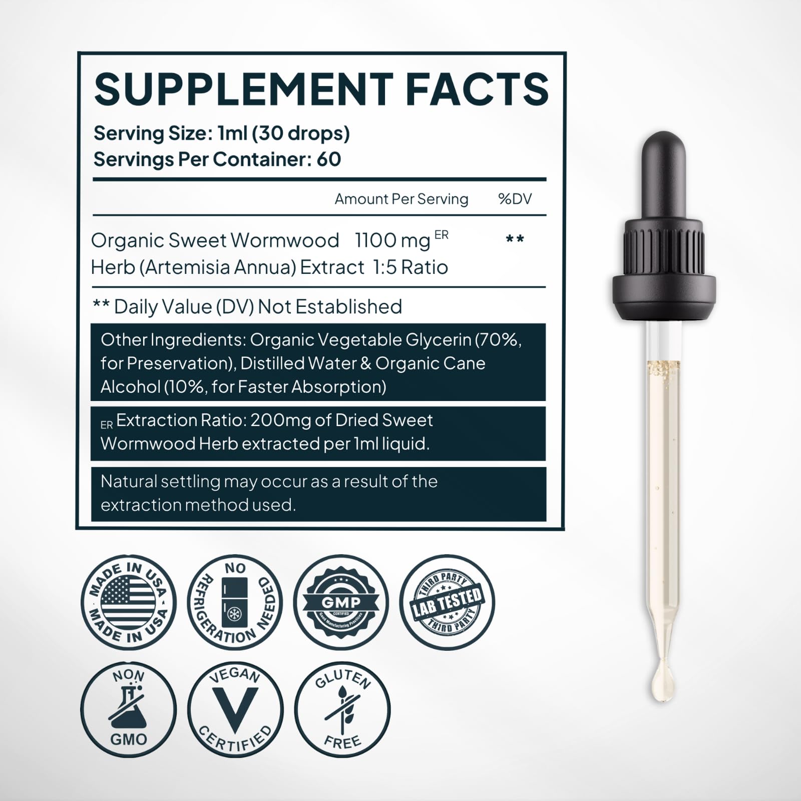 Dropper dispensing Zenmen wormwood tincture