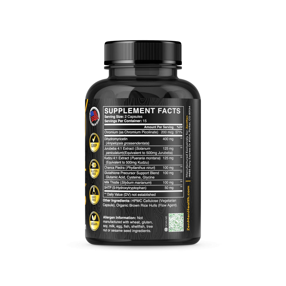 Close-up of Zenmen Cravings Management ingredients including DHM and kudzu