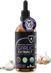 Zenmen Organic Garlic Cloves Extract Odorless Tincture bottle on white background