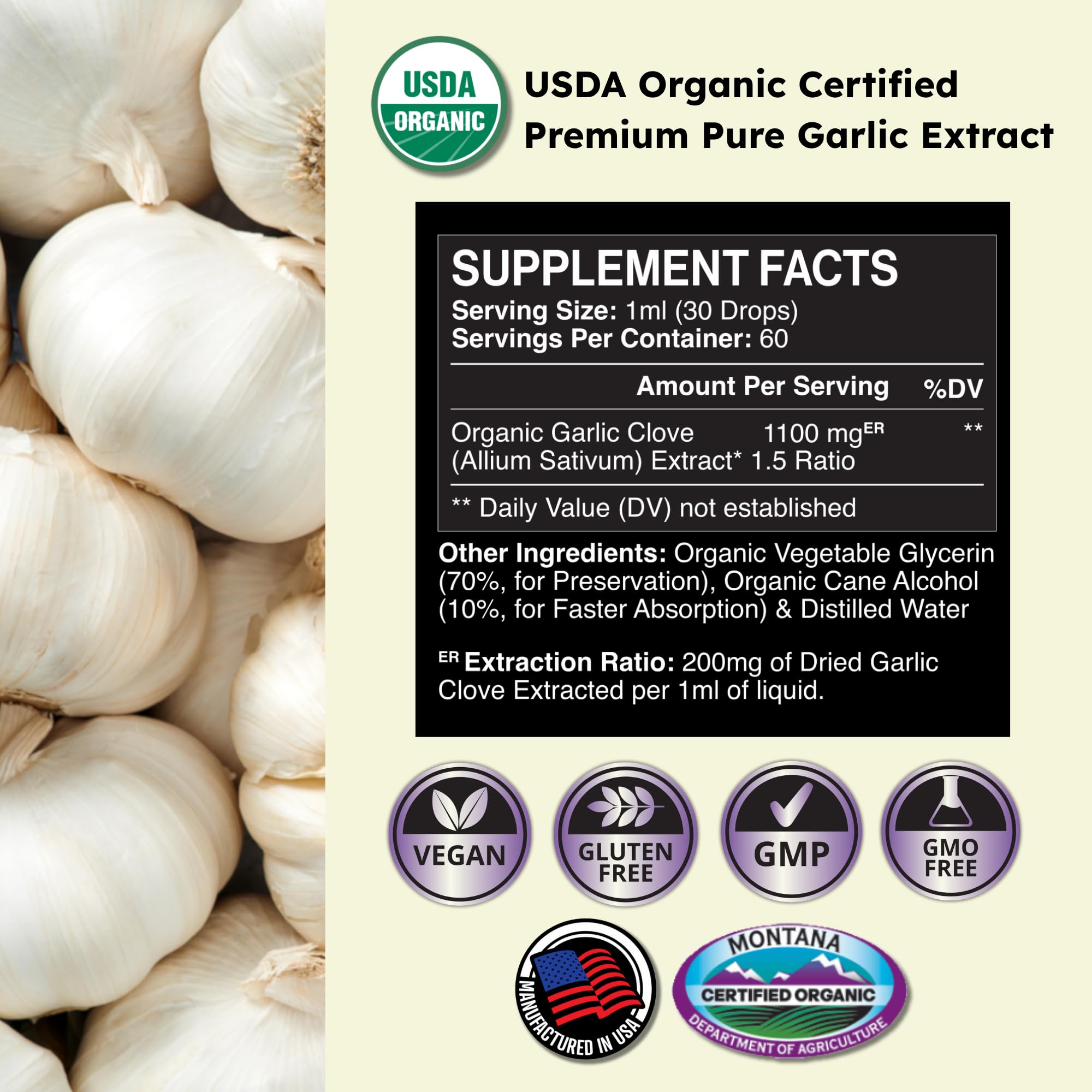 Zenmen Garlic Tincture bottle with USA-made label