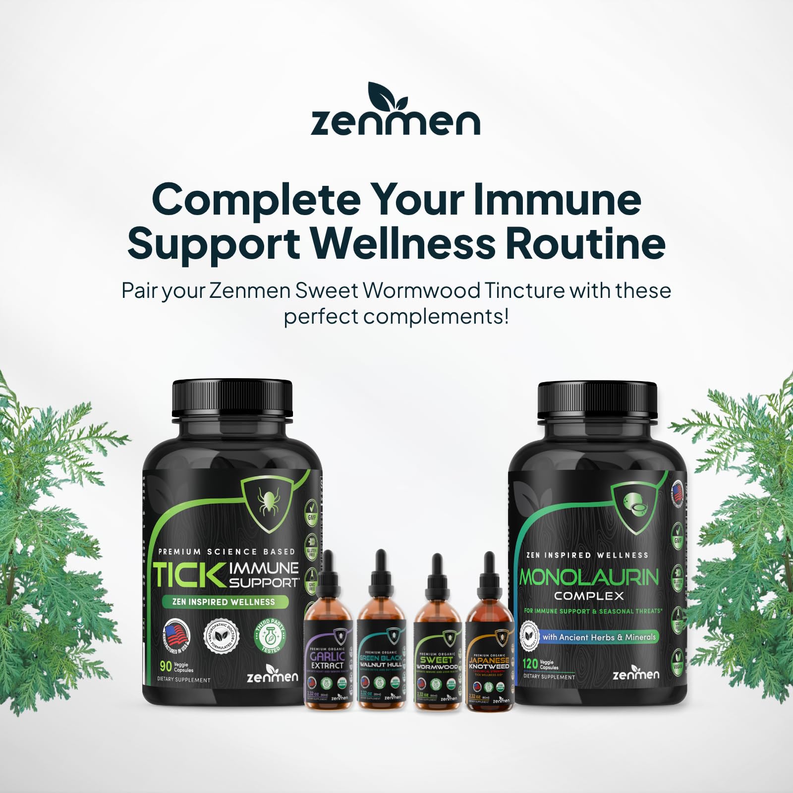 Wellness lifestyle scene featuring Zenmen wormwood tincture