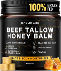 Zenolio Labs organic beef tallow face balm jar for deep hydration and glow.