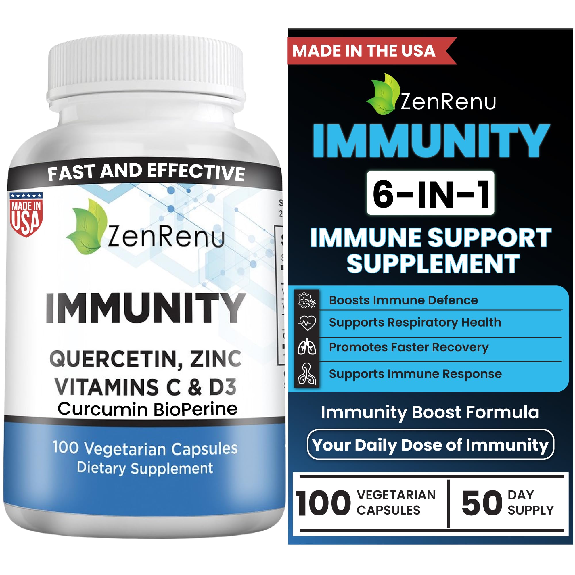 Front view of Zenrenu Immunity Quercetin 700 mg bottle