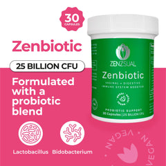 Close-up of Zenbiotic label showing 25 Billion CFU