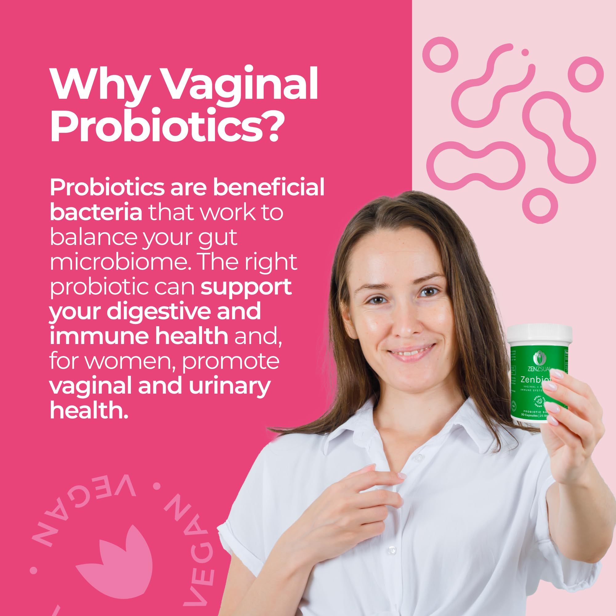 Zenbiotic bottle with cap and 30 vegan capsules