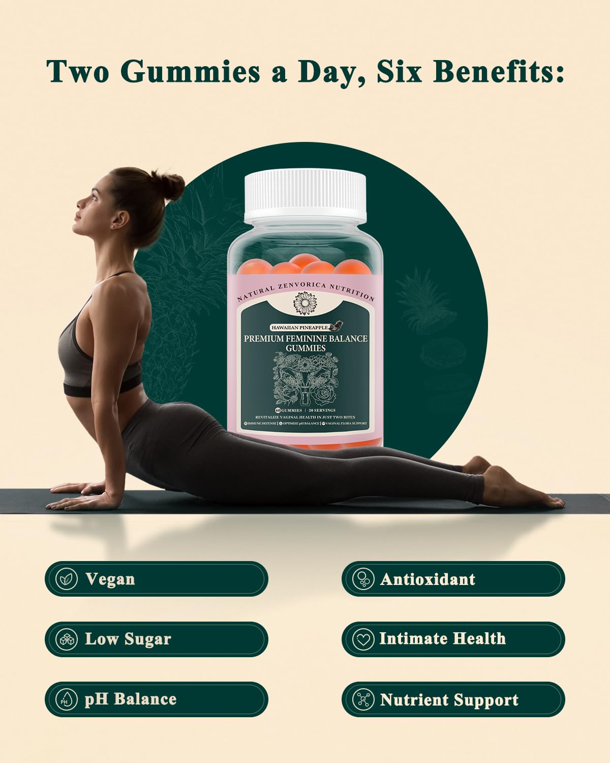 Vegan probiotic gummies for pH balance and odor support