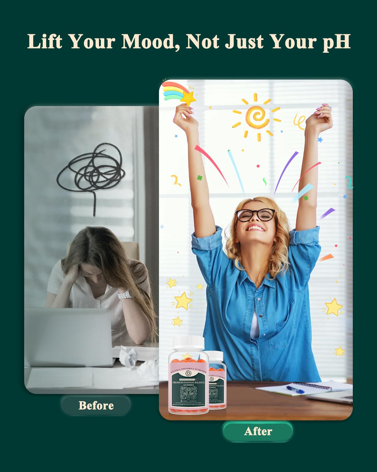 Front label highlighting probiotic and immune support