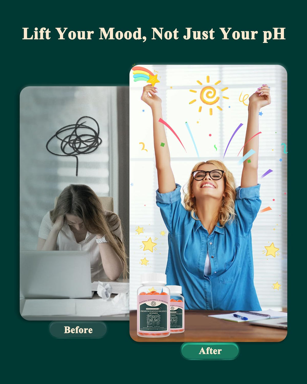 Front label highlighting probiotic and immune support