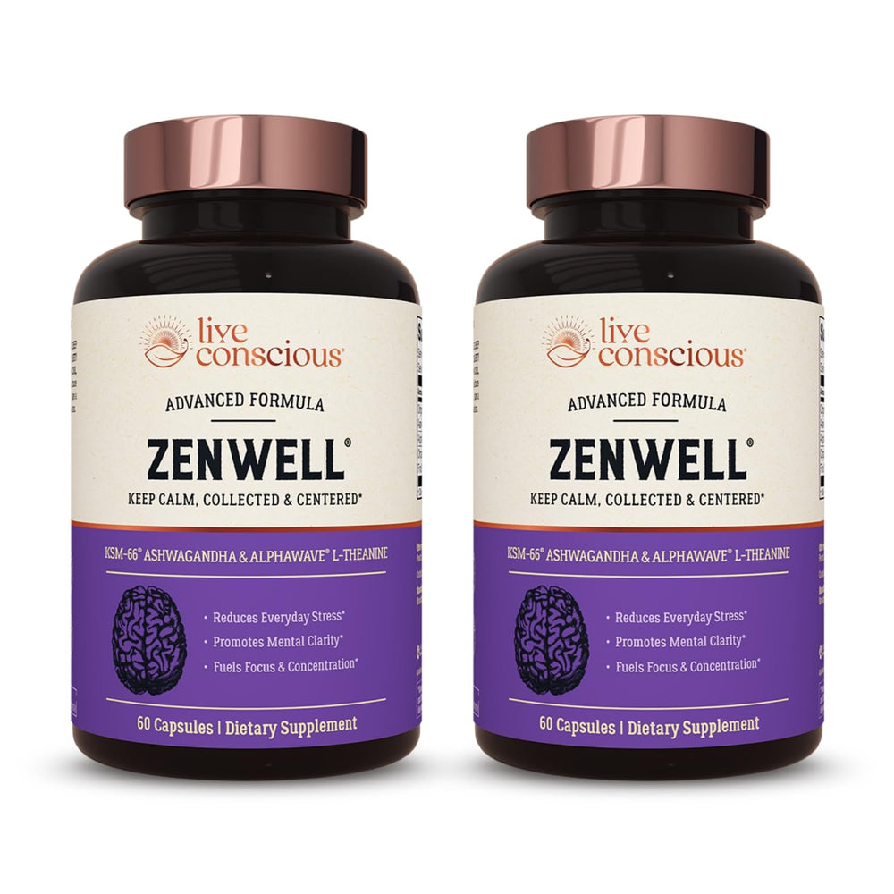 Hero image for ZenWell Live Conscious KSM-66 Ashwagandha with L-Theanine & AlphaWave (60 capsules, 2-pack)