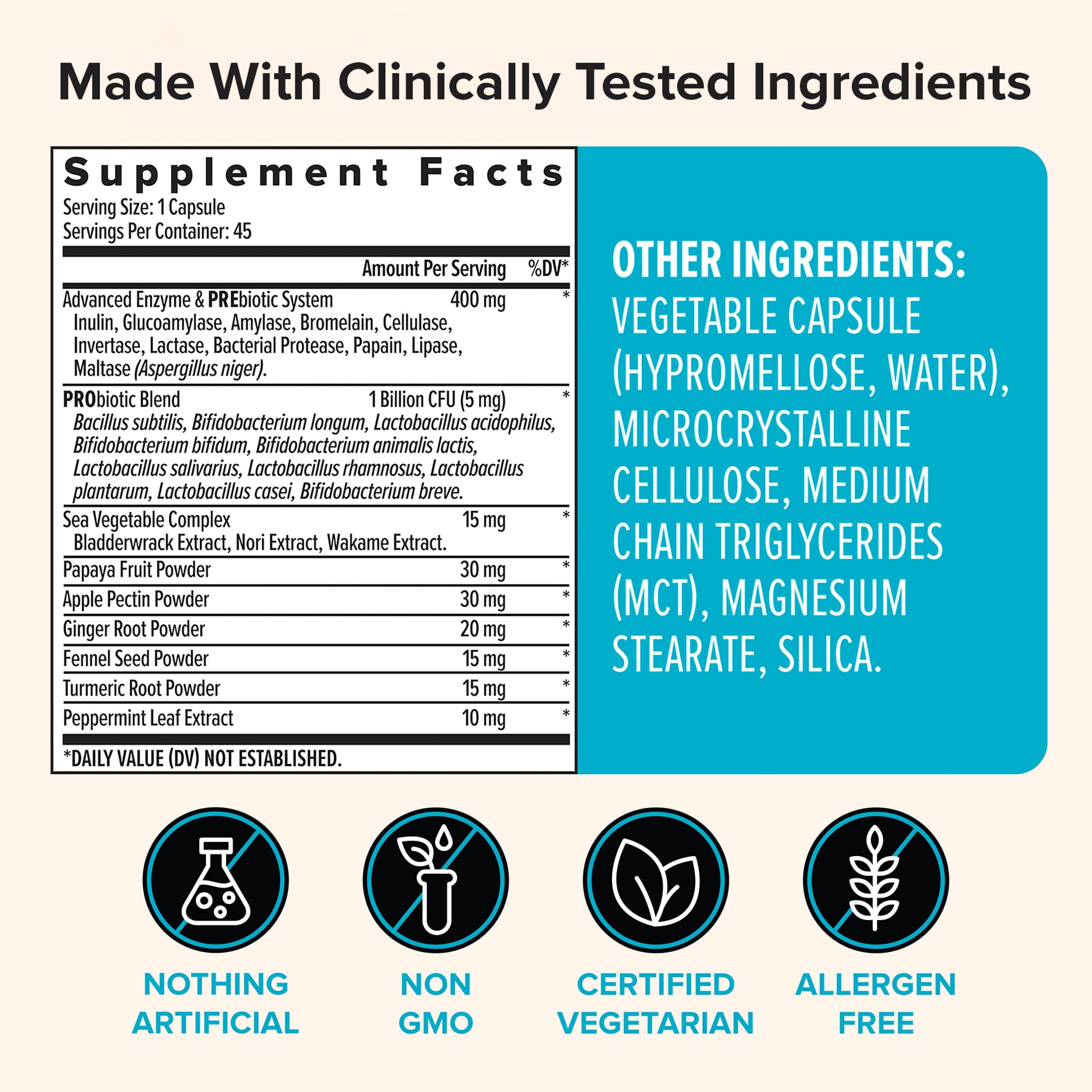 Close-up of Zenwise Health Digestive Enzymes label