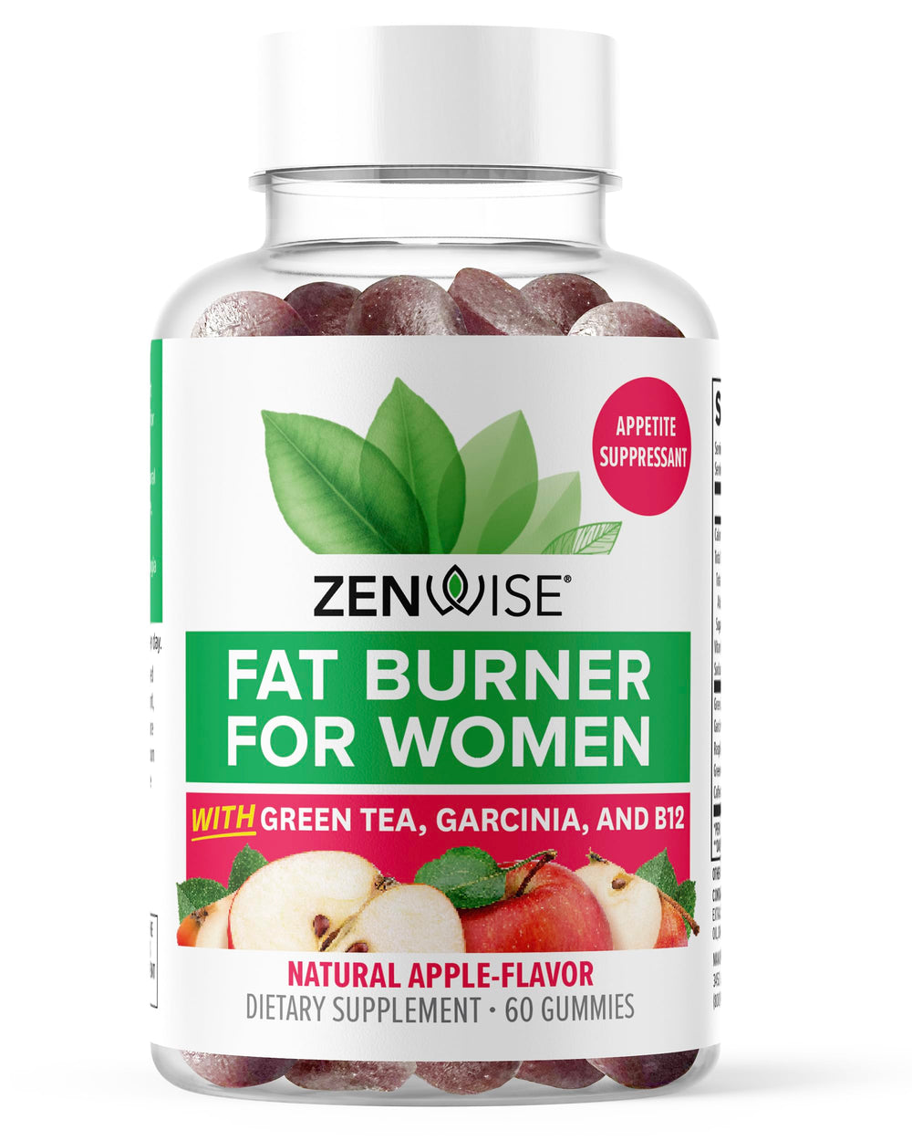 Zenwise Health front packaging showing bottle and apple gummy benefits