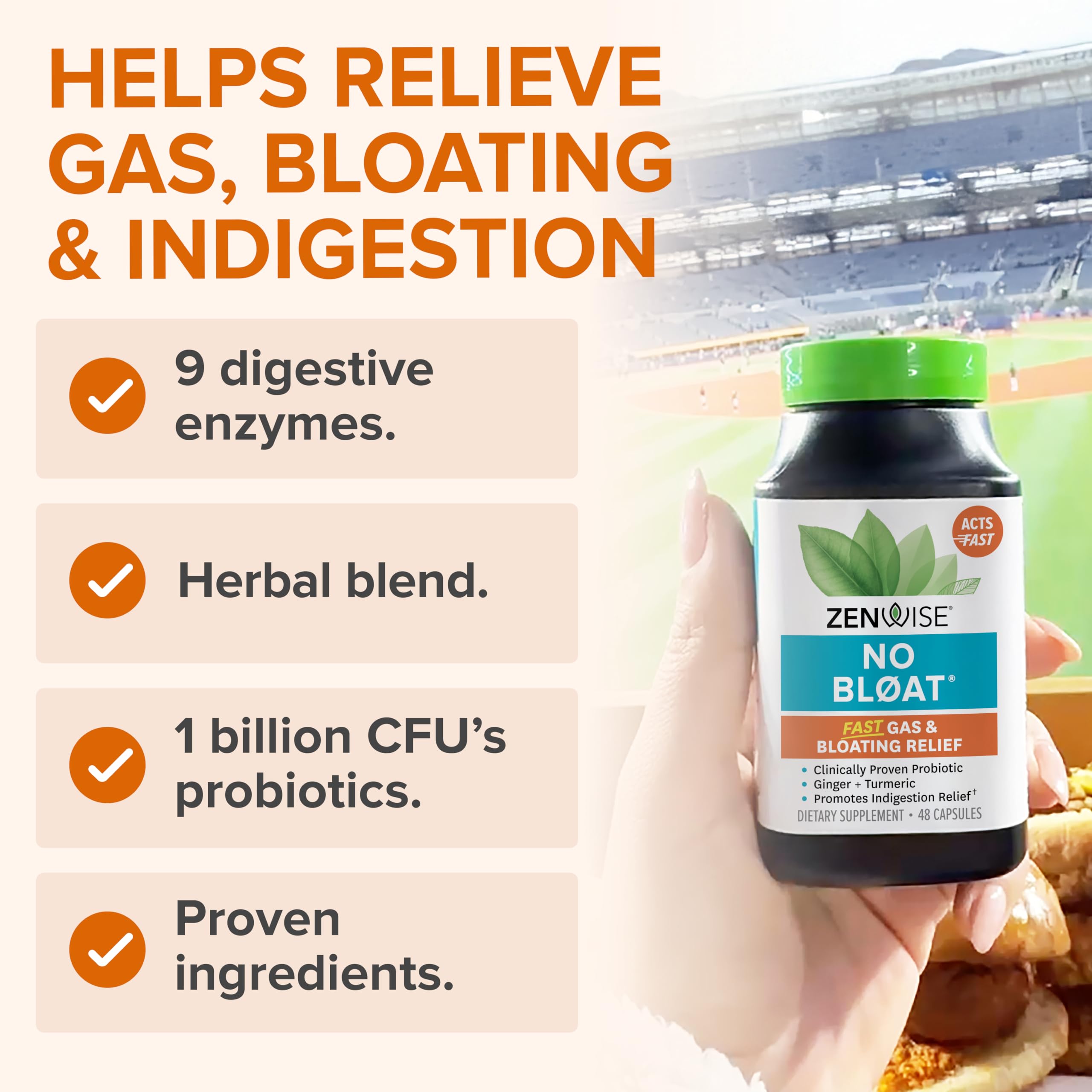 Close-up of probiotic and enzyme ingredients with turmeric and ginger