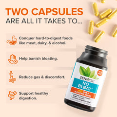 Label of Zenwise No Bloat digestive enzymes