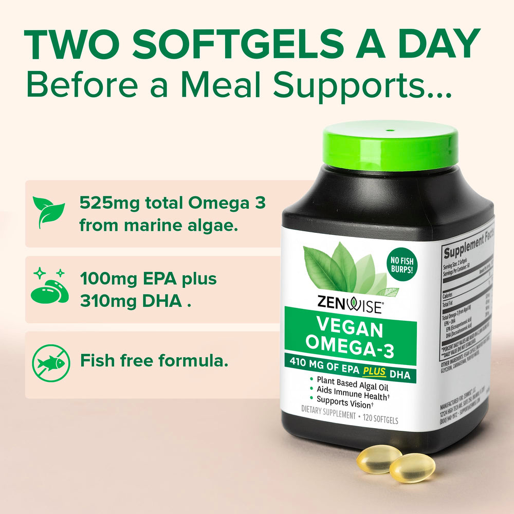 Plant-powered algae omega-3 formula illustration