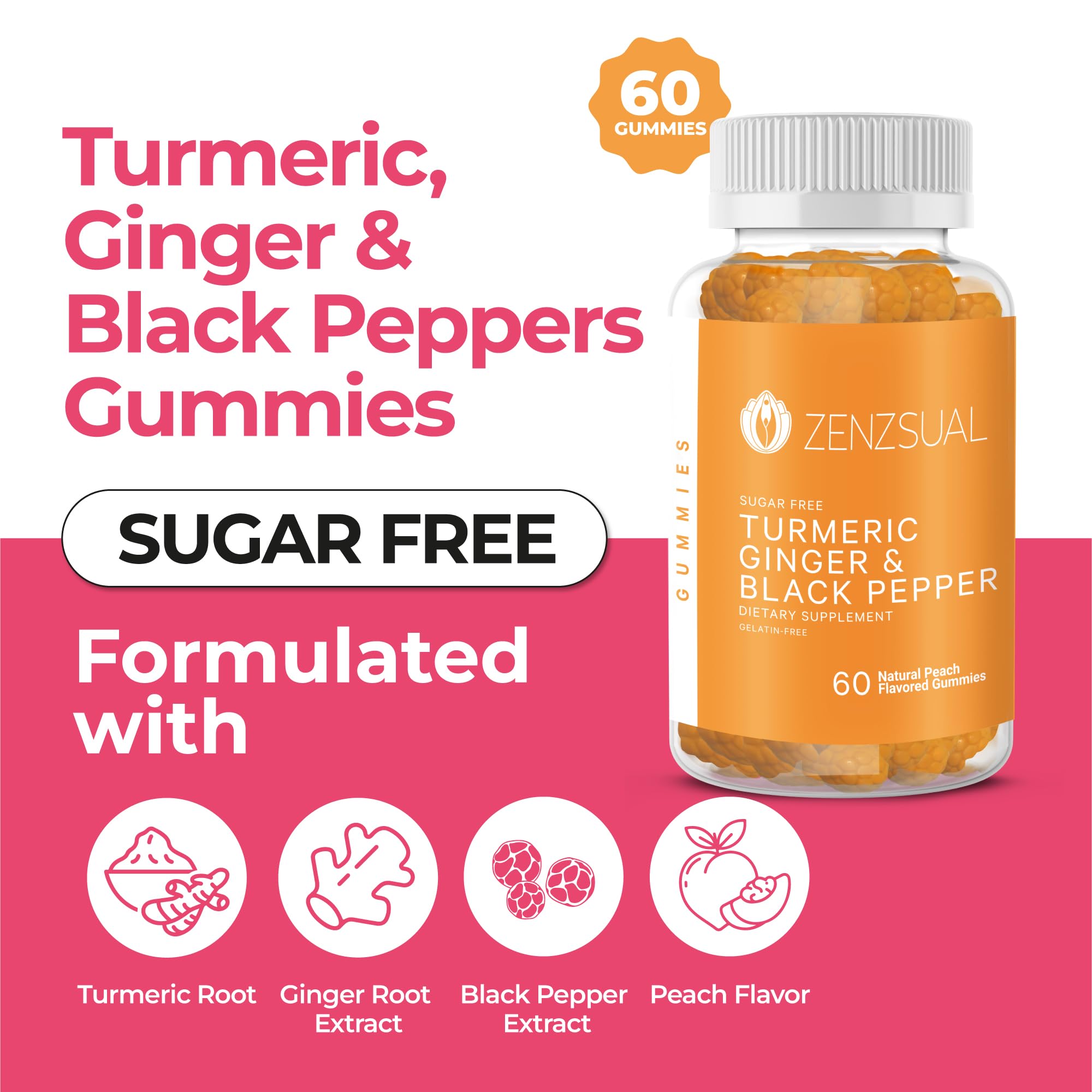 Close-up of peach-flavored gummies