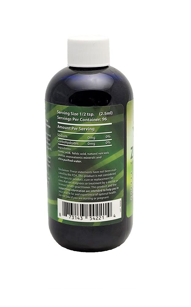 ZeoHeal 8 oz bottle side view – Humic and Fulvic Mineral Supplement (3-Pack)