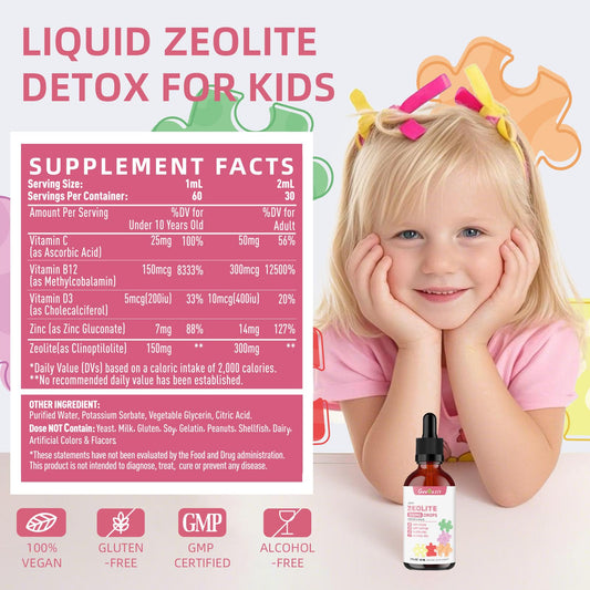 Close-up of Clinoptilolite zeolite liquid drops 300 mg