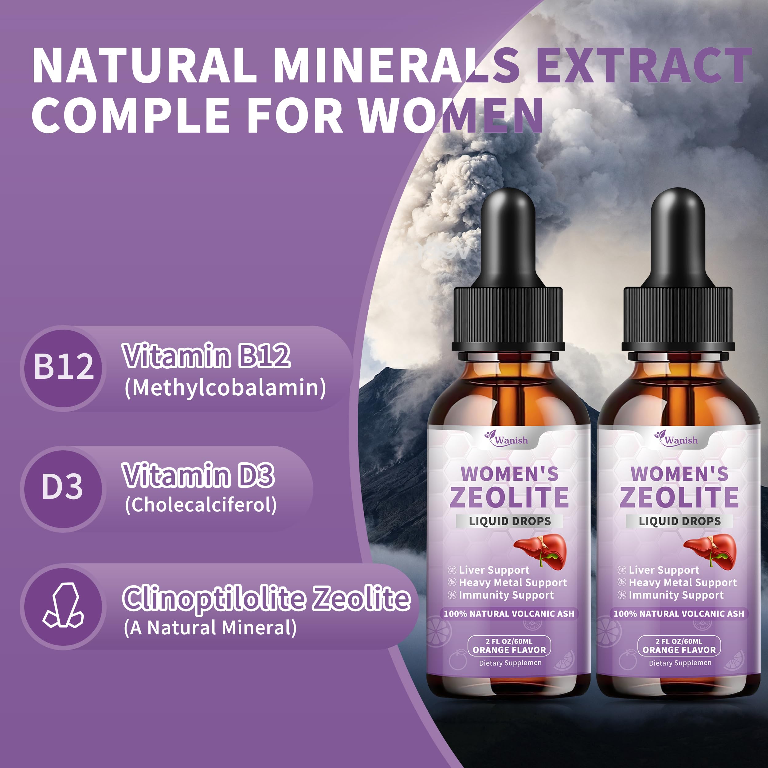 Dairy-free, gluten-free, sugar-free label on Zeolite Drops packaging