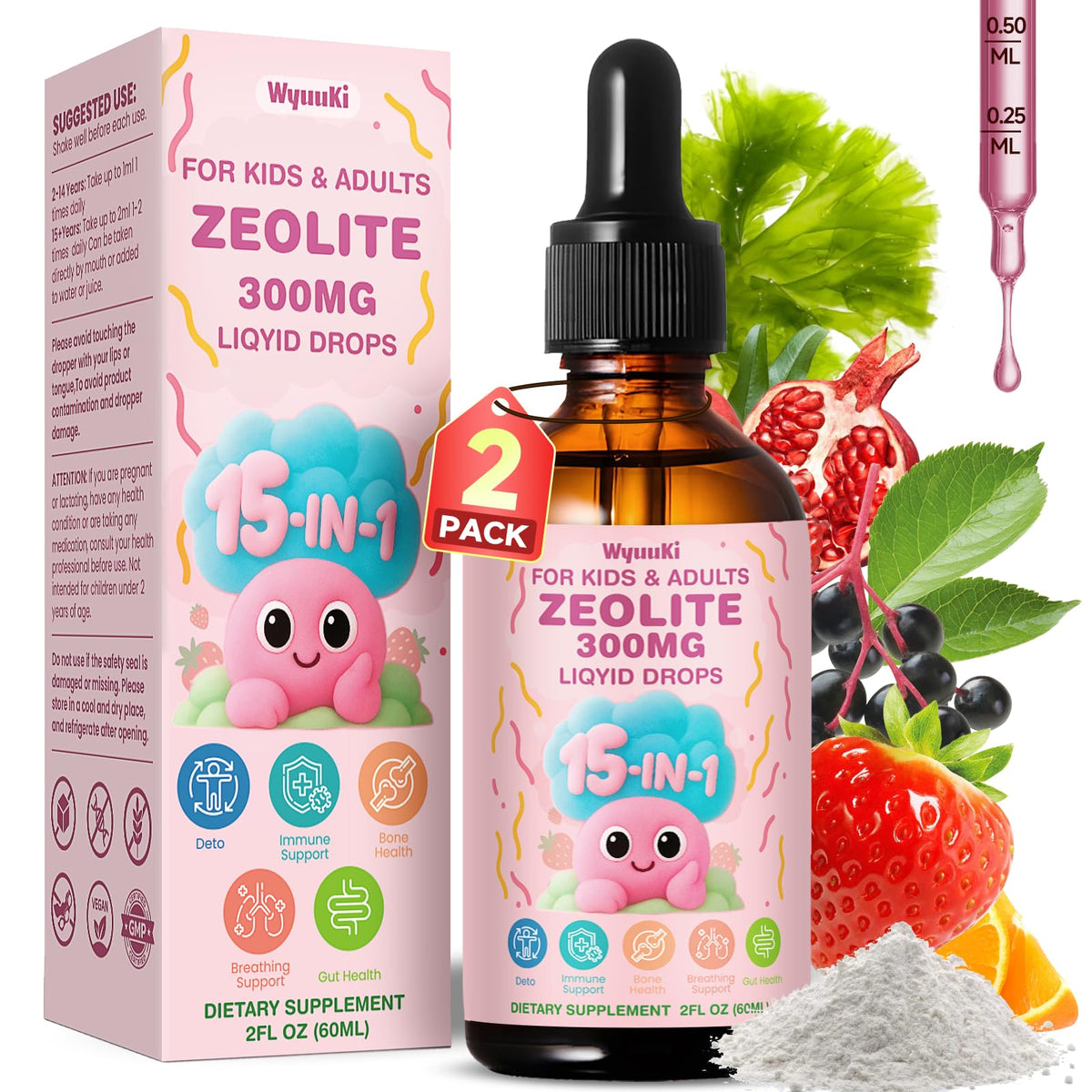 Zeolite Drops 2 Pack bottle front view