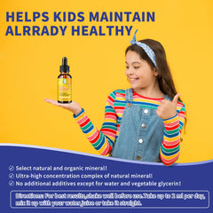 Child-friendly usage scene with Zeolite Drops for Kids orange flavor