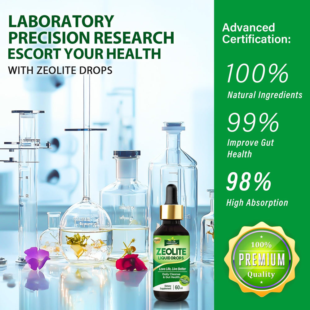 Premium volcanic zeolite mineral drops for immunity and gut health