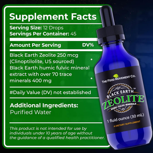 Close-up of zeolite liquid drops bottle 2oz