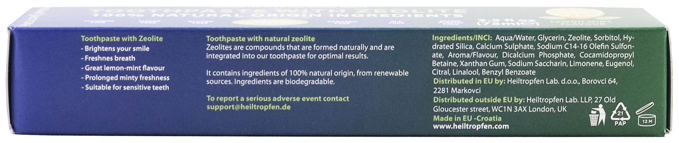 Close-up of toothpaste texture with lemon-mint aroma