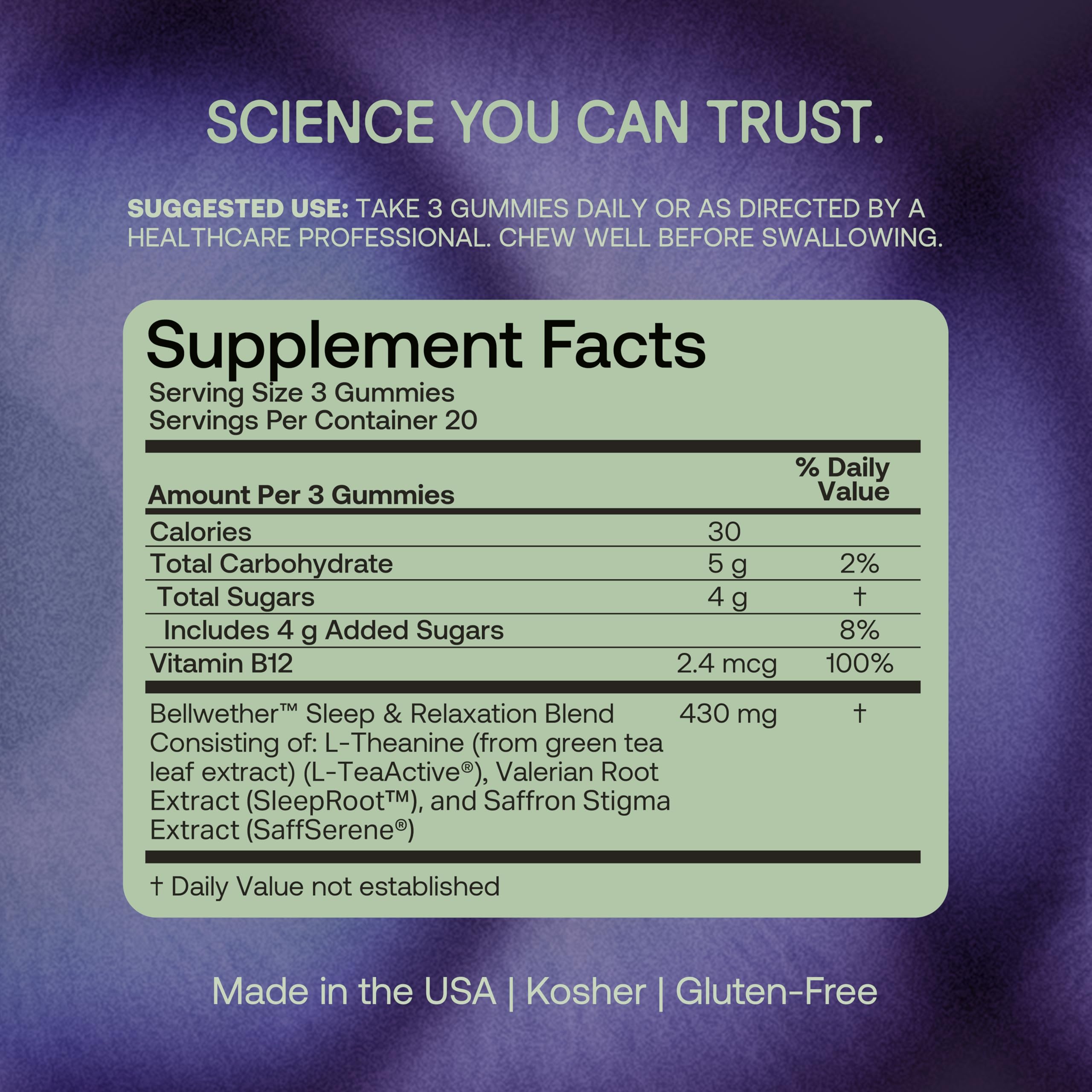 USA-made with gluten-free vegan and third-party lab tested seal