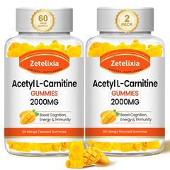 Zetelixia Acetyl L-Carnitine Gummies 2-Pack mango flavor bottle front