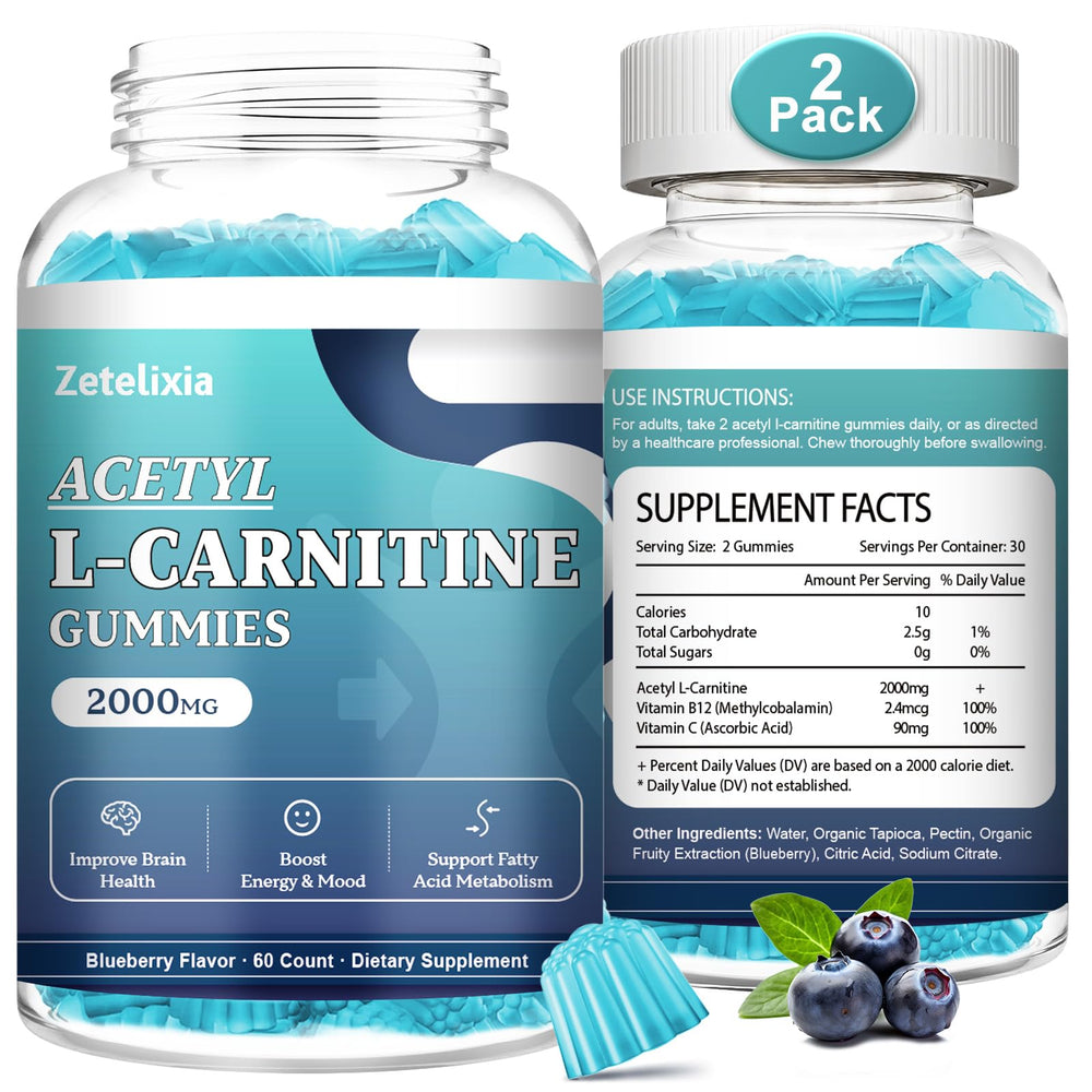 Zetelixia Acetyl L-Carnitine Gummies 2-pack sugar-free packaging front