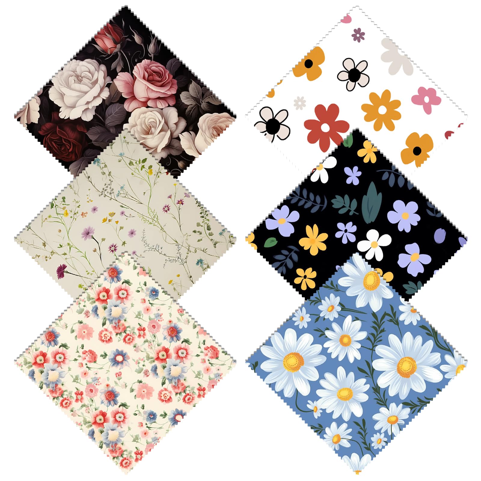 Zewurtuw 6-pack microfiber cleaning cloths with flower pattern, 6.3x6.3 inches