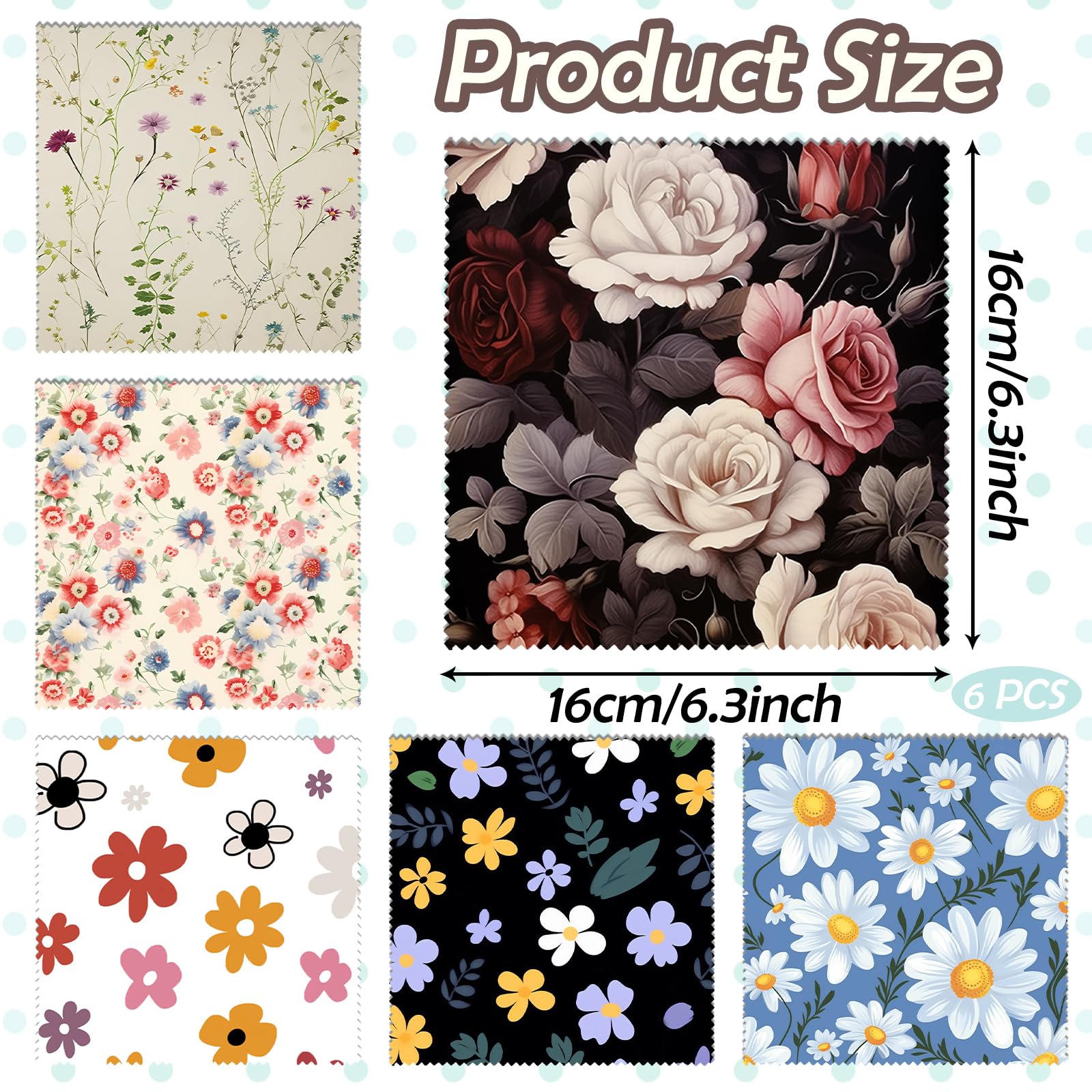 Assorted flower-pattern microfiber cleaning cloths for glasses and screens