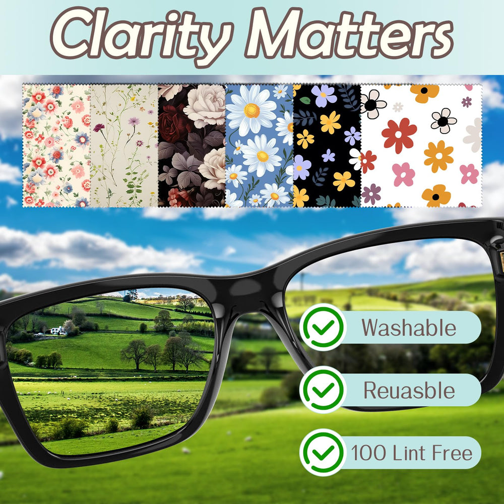 Soft microfiber cloth removing dust and smudges from eyeglasses