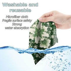 Zewurtuw 6-pack microfiber glasses cleaning cloths green pattern image 6