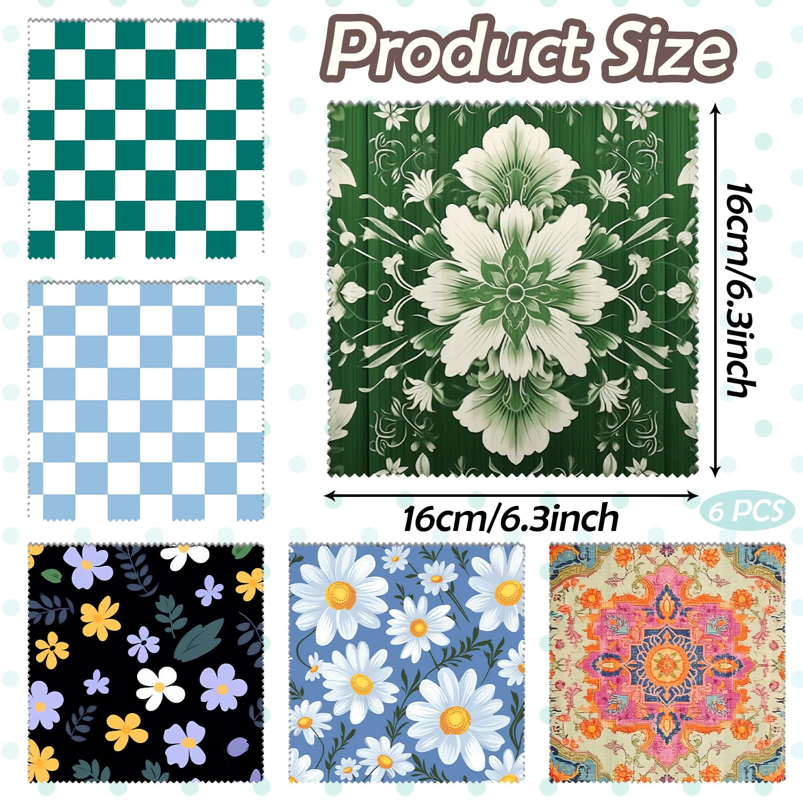 Close-up of 6.3 x 6.3 inch microfiber cleaning cloths