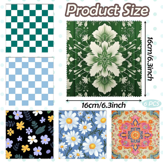 Close-up of 6.3 x 6.3 inch microfiber cleaning cloths
