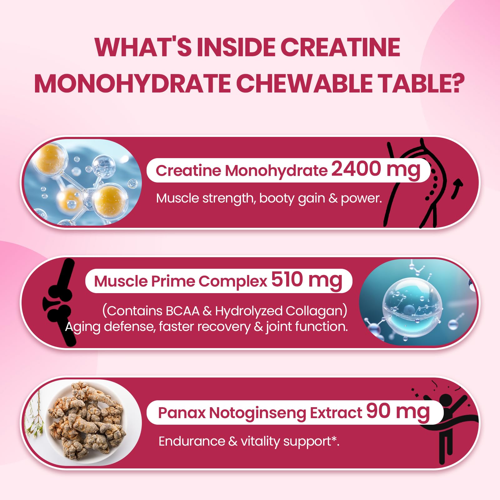 Sugar-free creatine monohydrate with premium ingredients