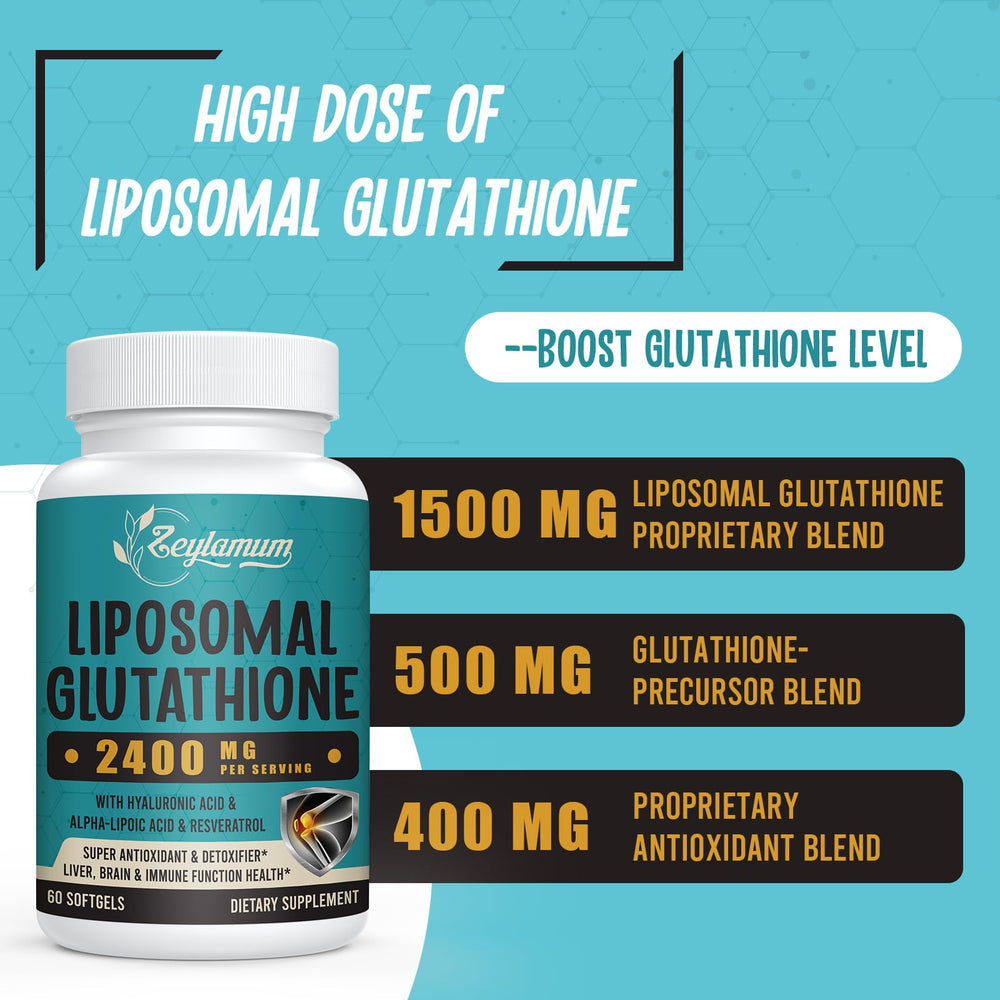 Zeylamum liposomal glutathione softgels bottle pour for convenient daily use