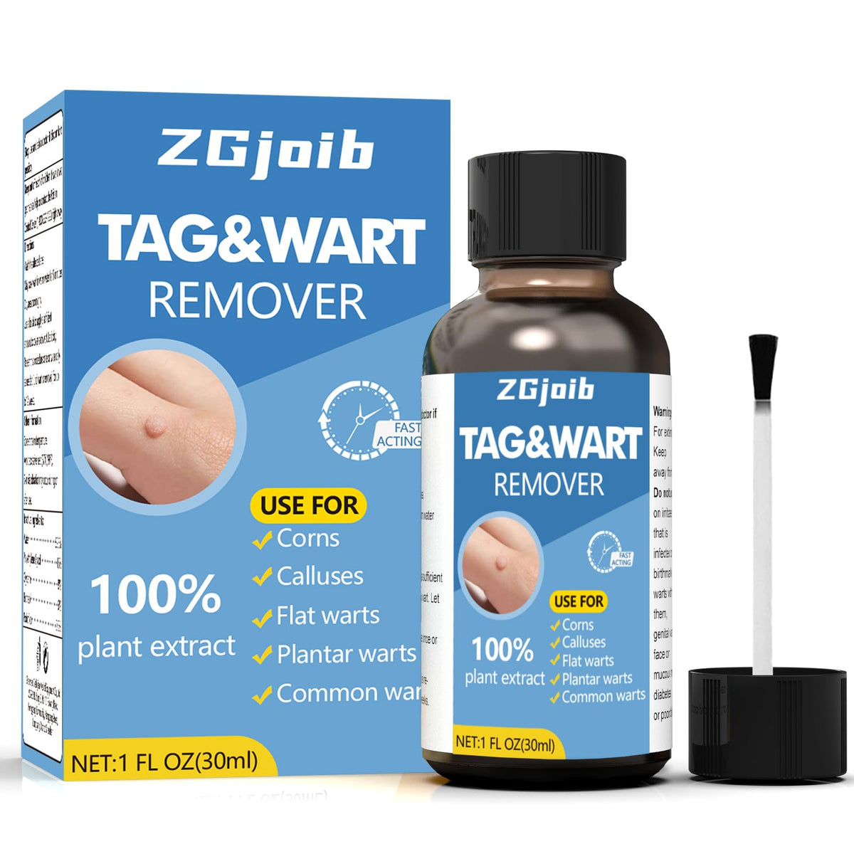 ZGjoib TAG Wart Remover with brush-application for precise, mess-free wart care