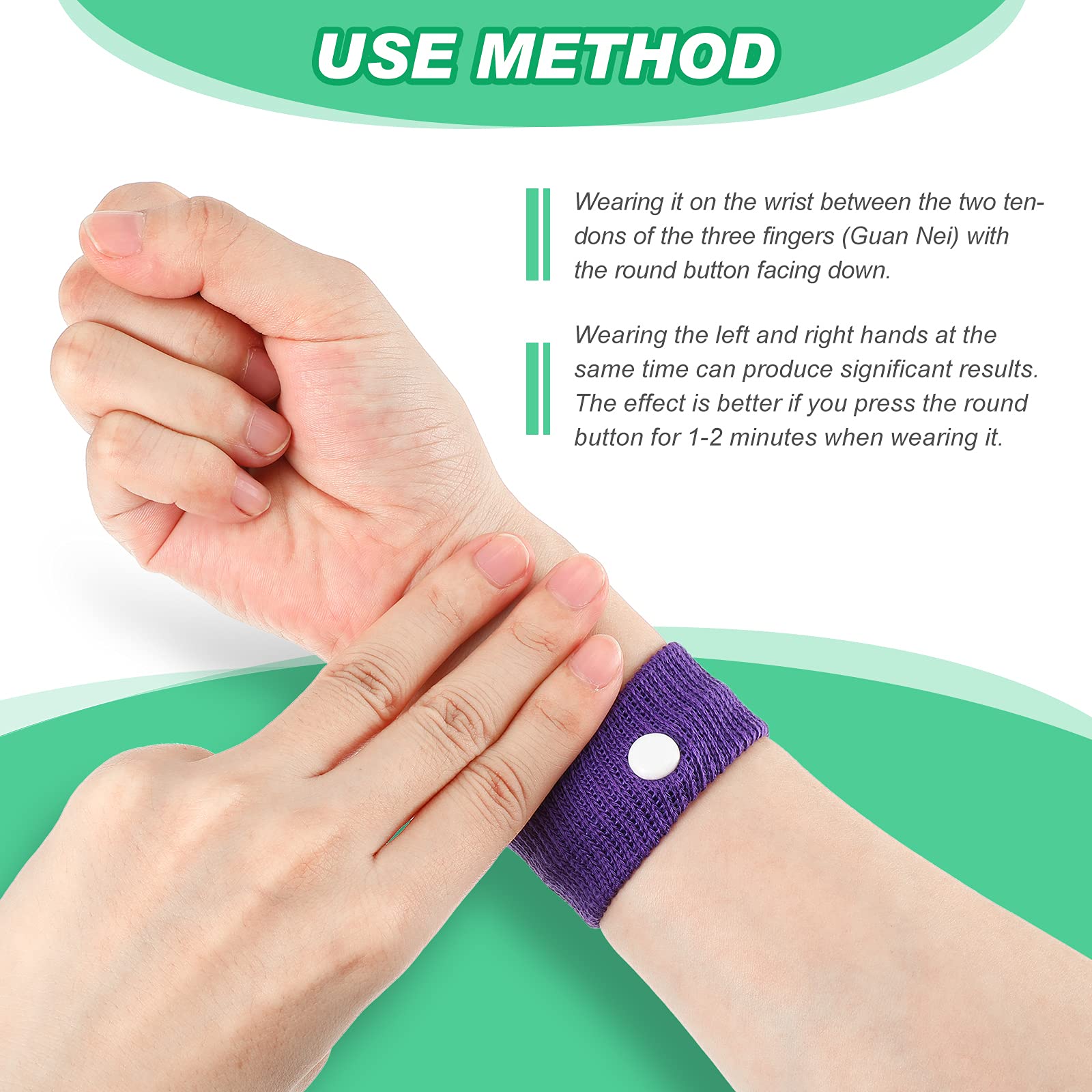 Zhanmai green and orange bands worn on wrists during travel