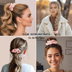 ZHENSILK silk scrunchies pink soft-touch elastic band ensures comfortable all-day hold