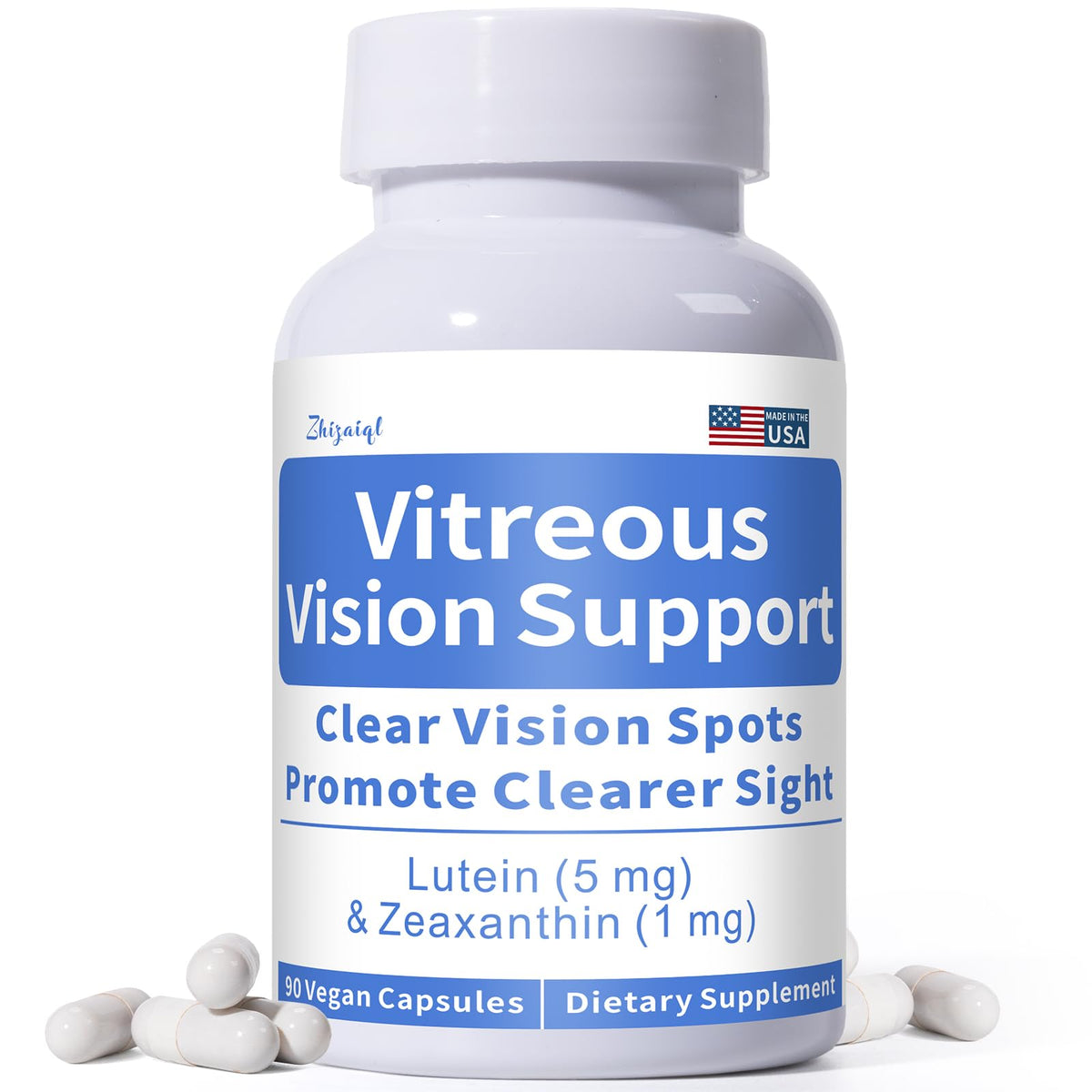 Zhizaiql Eye Vitamin bottle with Lutein and Zeaxanthin label