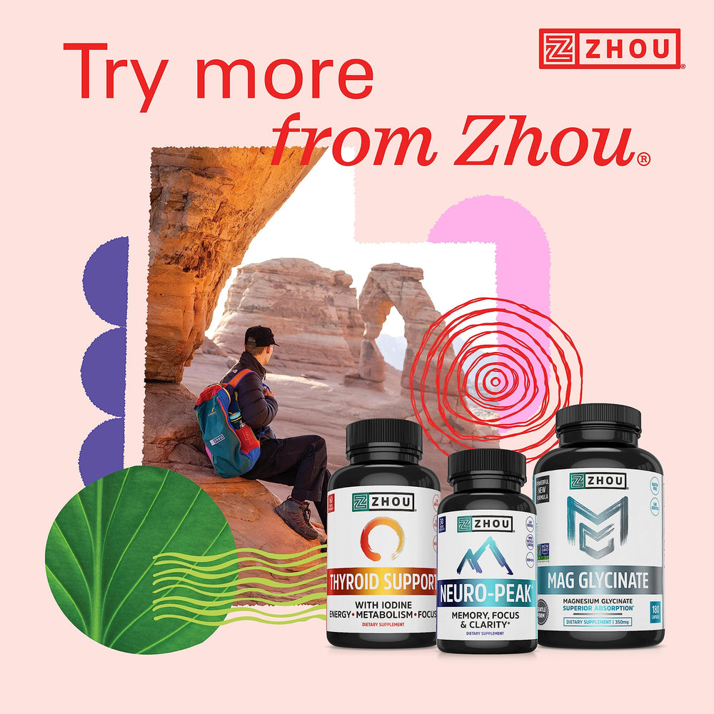 60 vegetarian capsules bottle with Zhou branding