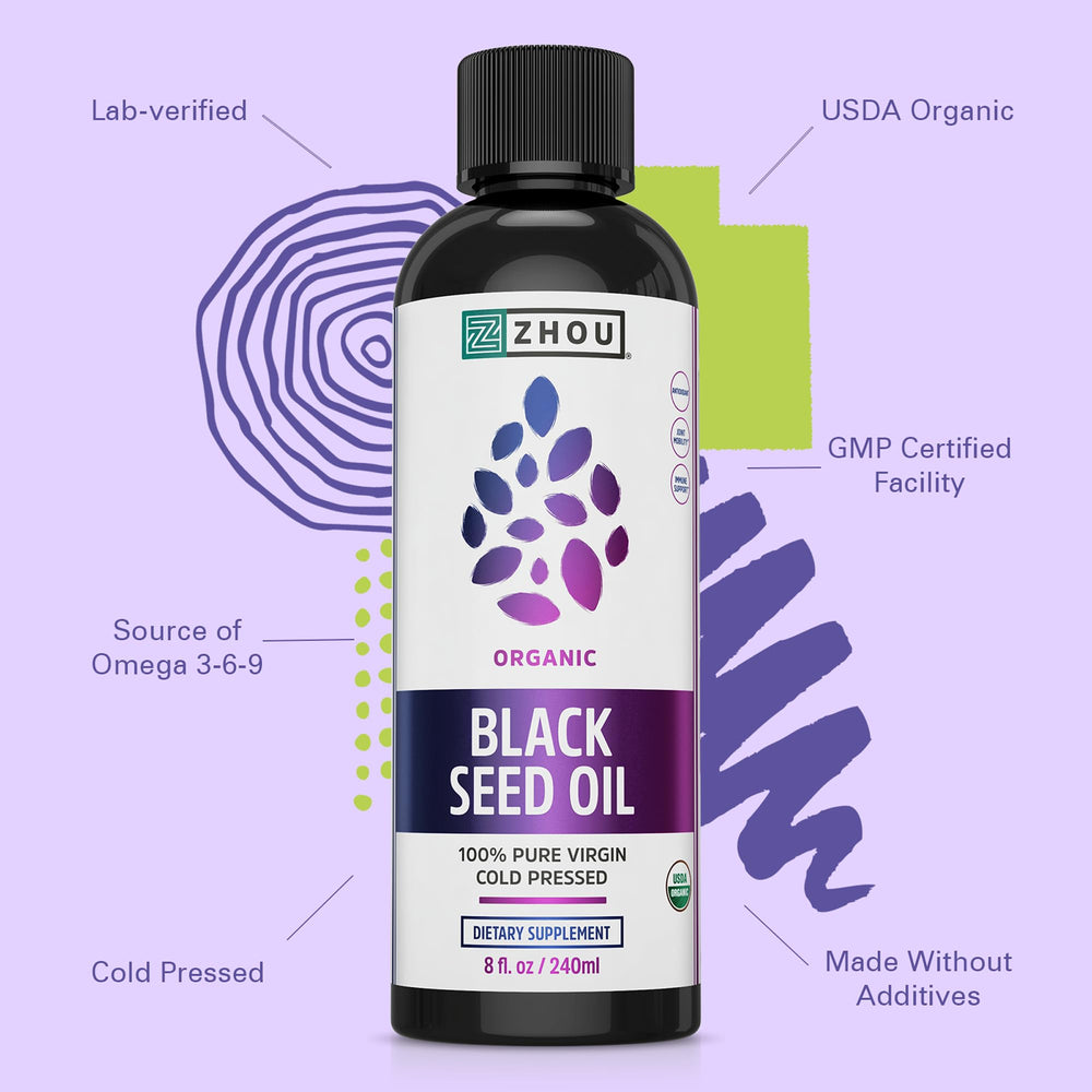 Ingredients panel for organic black seed oil